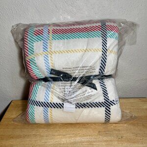 Vera Bradley Cozy Life Throw Blanket in Tartan Plaid Cream NWT 50" x 72"